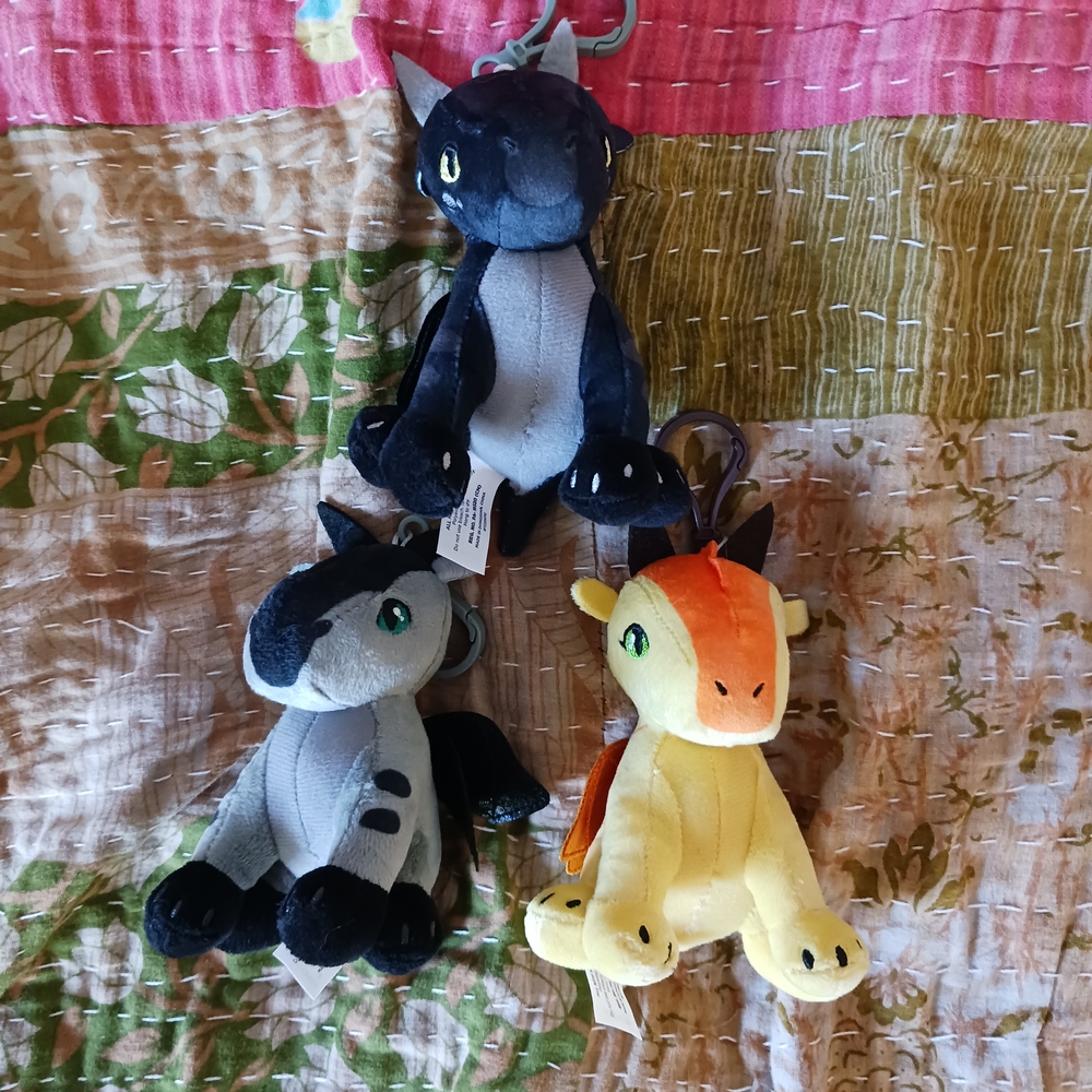 Lot of 3 Wings of Fire Plush Dragon Keychains Morrowseer Starflight Sunny - Picture 2 of 6